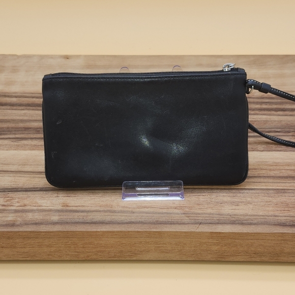 Coach Black Wristlet With Silver Hardware & Finishings, One Front Magnetic Snap - Picture 4 of 5